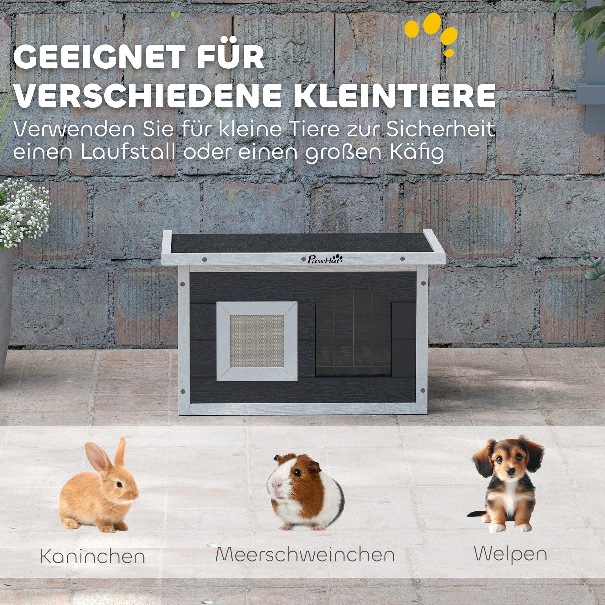 Wooden Cat House Waterproof Cat Shelter with Foldable Asphalt Roof Scratching Mat Removable Bottom Cat Cave Cat Box Outdoor Shelter for Outside Garden 61x45x36.5 cm, Gray