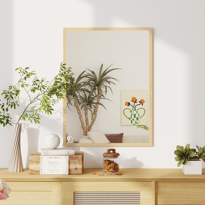 Rectangular Wall Mirror, 24 x 32 in (60 x 80 cm) — Natural Wood Frame