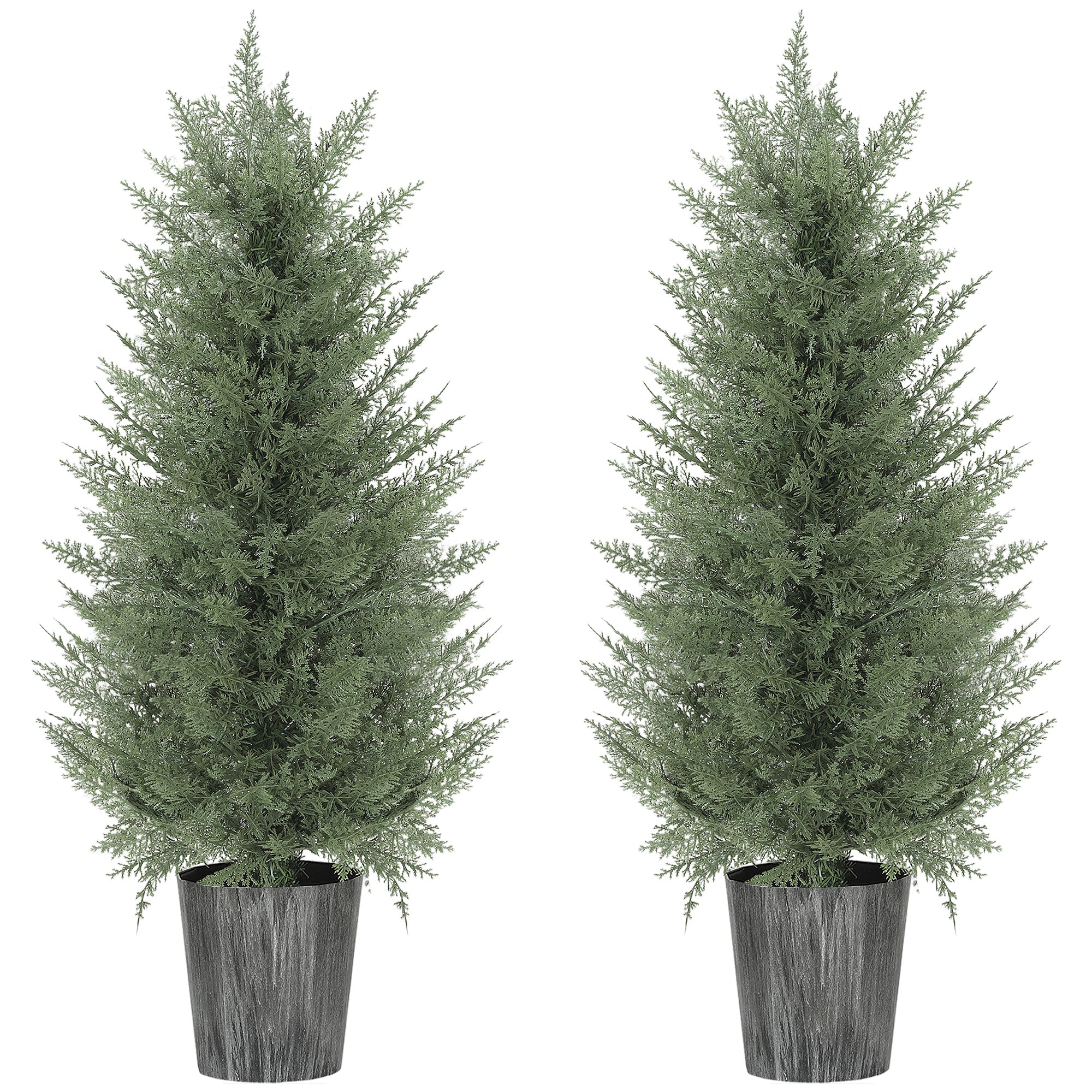 Set of 2 Large 35.4 in Artificial Cypress Trees in Pots – Lifelike Plastic Faux Plants for Living Room, Bedroom, Office, Patio • Modern Décor • Gift