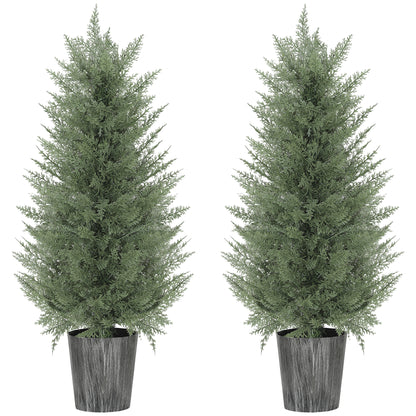 Set of 2 Large 35.4 in Artificial Cypress Trees in Pots – Lifelike Plastic Faux Plants for Living Room, Bedroom, Office, Patio • Modern Décor • Gift