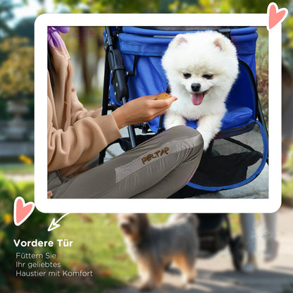Pet Stroller Dog Buggy with Folding Function Pet Stroller for Small Dogs and Cats Pet Cart Cat Buggy Oxford Blue 67 x 45 x 96 cm