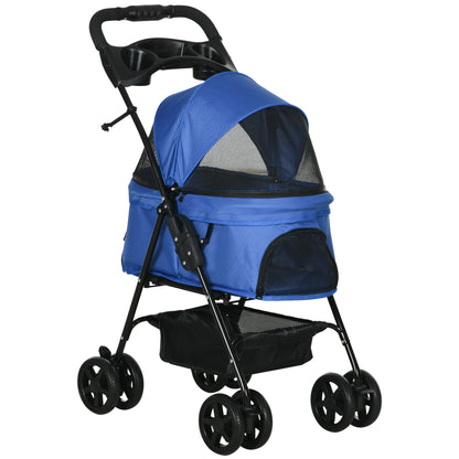 Pet Stroller Dog Buggy with Folding Function Pet Stroller for Small Dogs and Cats Pet Cart Cat Buggy Oxford Blue 67 x 45 x 96 cm