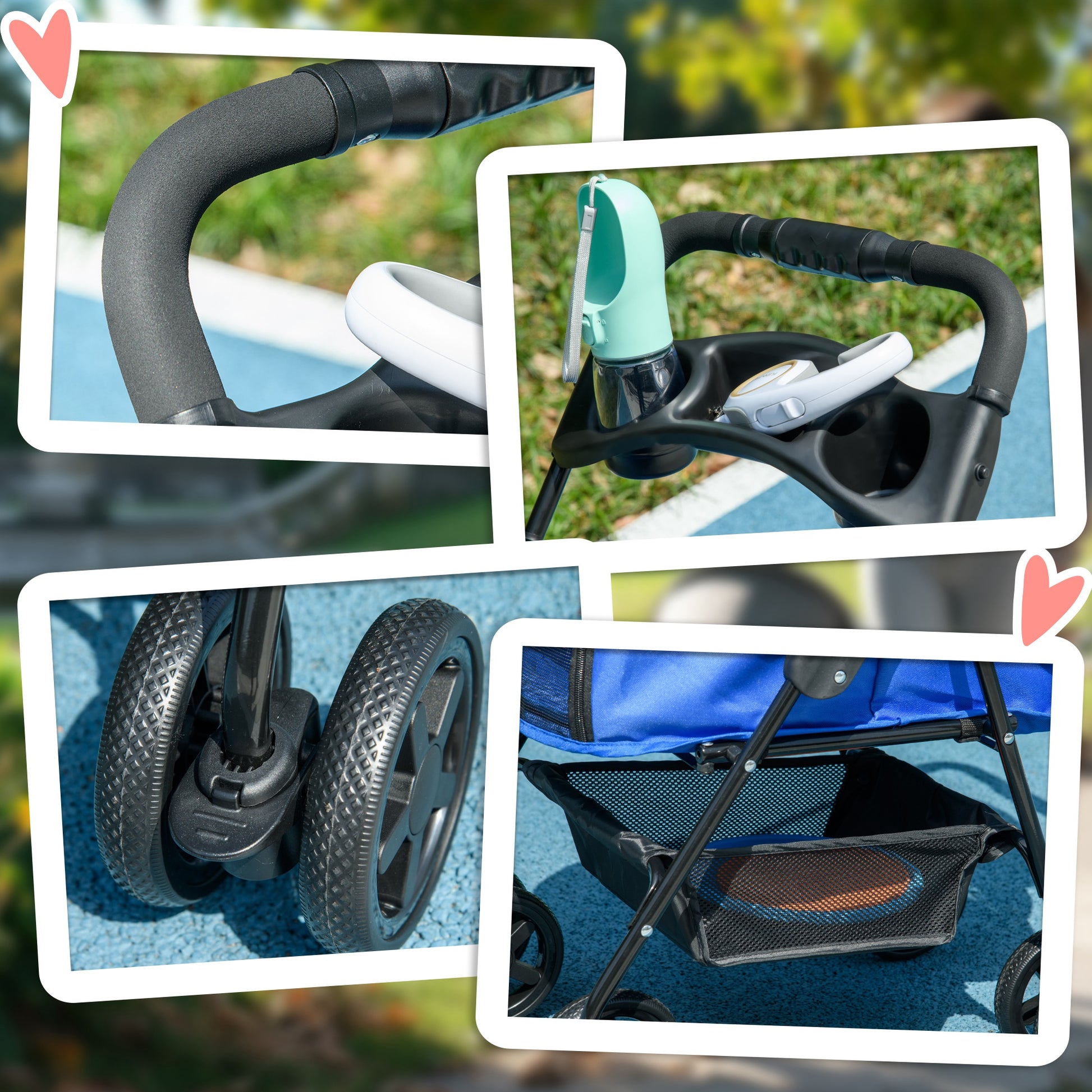 Pet Stroller Dog Buggy with Folding Function Pet Stroller for Small Dogs and Cats Pet Cart Cat Buggy Oxford Blue 67 x 45 x 96 cm