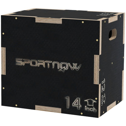 SPORTNOW Plyometric Jump Box Plyo Box with 3 Different Heights Strength Training at Home Office Gym CrossFit Load 120 kg 40.5x35.5x30.5 cm Black