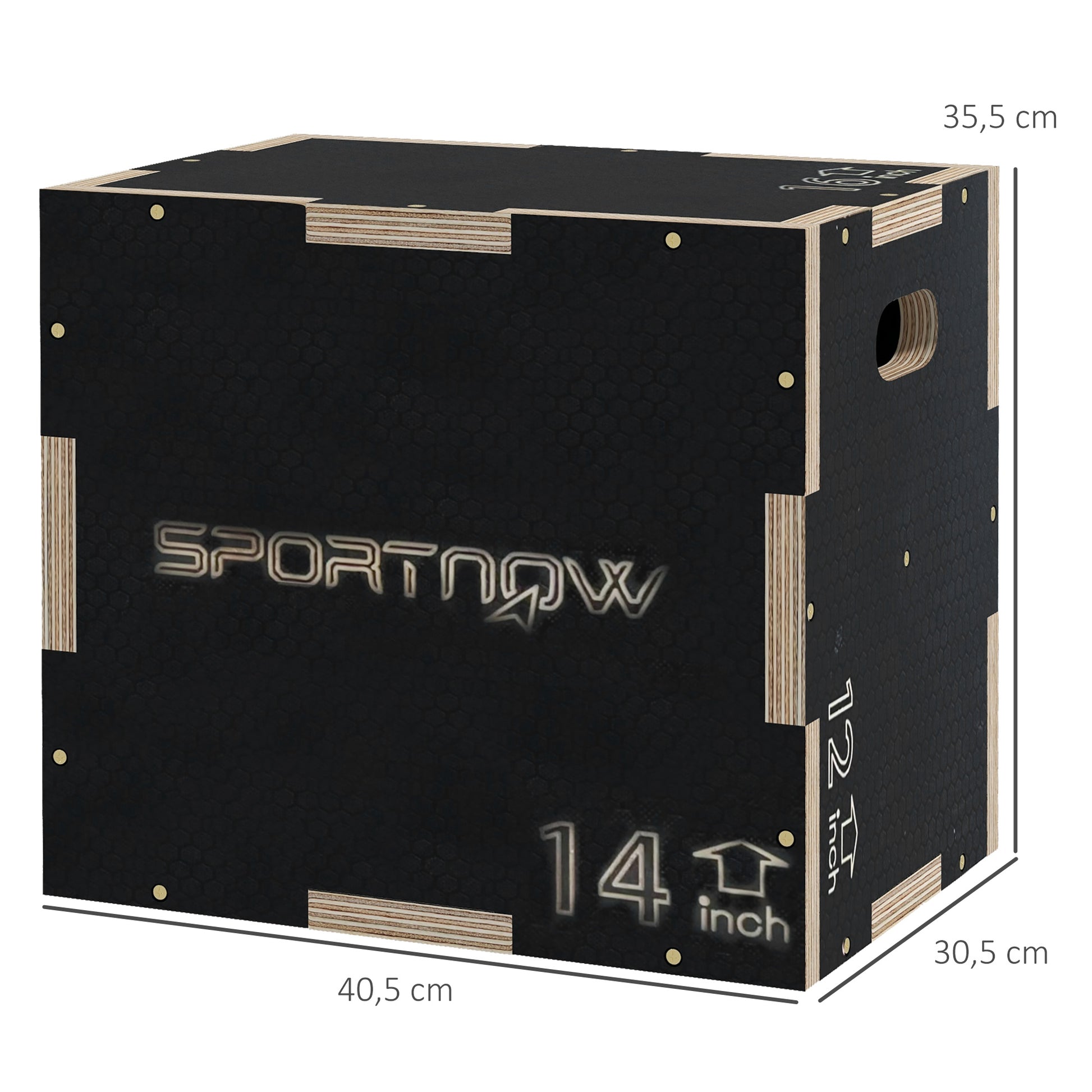 SPORTNOW Plyometric Jump Box Plyo Box with 3 Different Heights Strength Training at Home Office Gym CrossFit Load 120 kg 40.5x35.5x30.5 cm Black