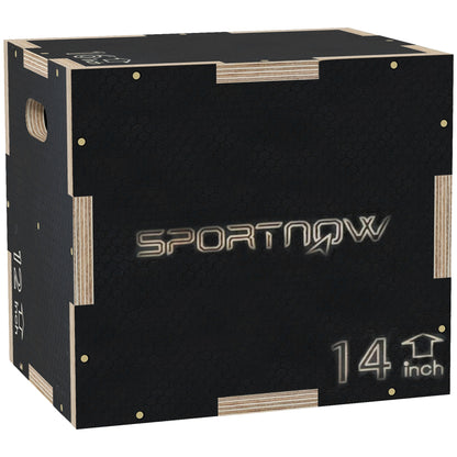 SPORTNOW Plyometric Jump Box Plyo Box with 3 Different Heights Strength Training at Home Office Gym CrossFit Load 120 kg 40.5x35.5x30.5 cm Black