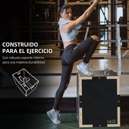 SPORTNOW Plyometric Jump Box Plyo Box with 3 Different Heights Strength Training at Home Office Gym CrossFit Load 120 kg 40.5x35.5x30.5 cm Black