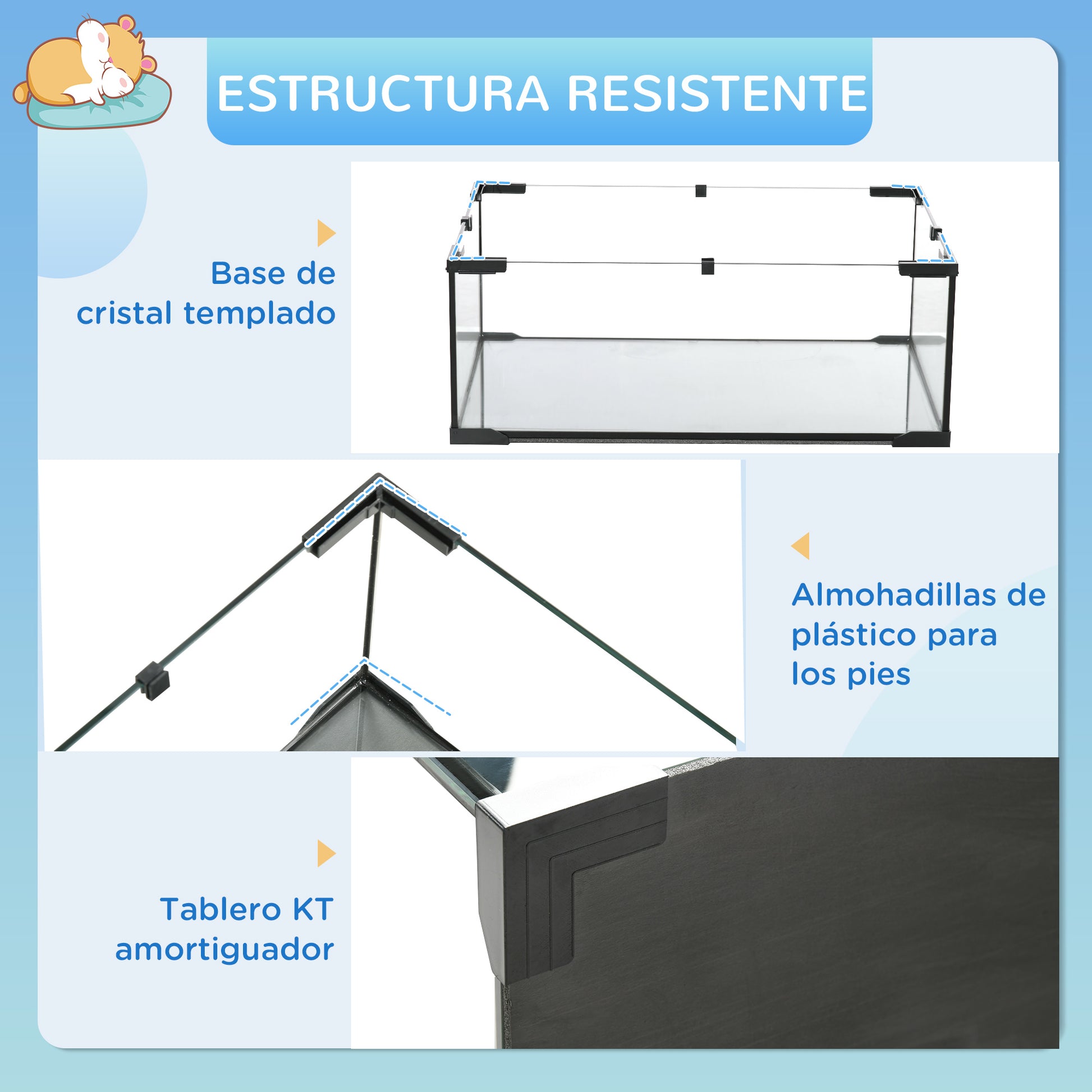 Hamster Cage Small Animal House with Glass Bottom Platforms Bowl Drinker House Ramps and Exercise Wheel 60x40x54.5 cm Black