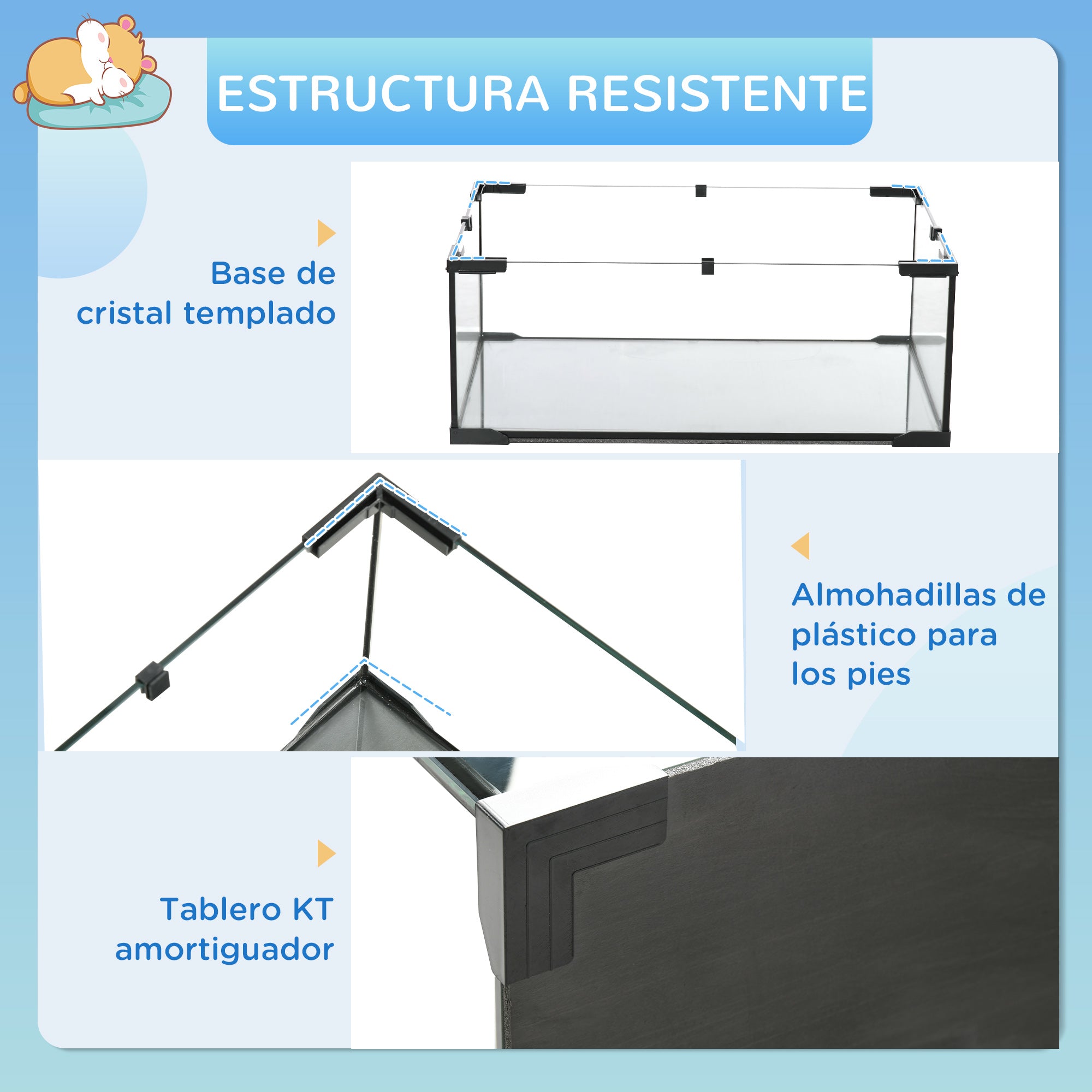 Hamster Cage Small Animal House with Glass Bottom Platforms Bowl Drinker House Ramps and Exercise Wheel 60x40x54.5 cm Black