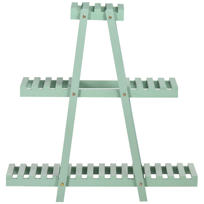 3-Tier Plant Stand, 76cm Tall Flower Stand for Indoor Outdoor, Wooden Plant Shelf, Multi-level Flower Rack Plant Pot Stand for Living Room, Garden Balcony Decor, Light Green
