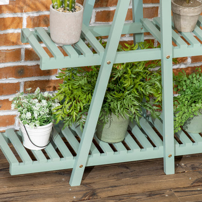 3-Tier Plant Stand, 76cm Tall Flower Stand for Indoor Outdoor, Wooden Plant Shelf, Multi-level Flower Rack Plant Pot Stand for Living Room, Garden Balcony Decor, Light Green