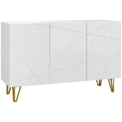 Sideboard for Living Room Entryway Sideboard with 3 Doors and Adjustable Shelves Storage Cabinet for Kitchen Room 120x40x75 cm Bright White