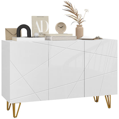 Sideboard for Living Room Entryway Sideboard with 3 Doors and Adjustable Shelves Storage Cabinet for Kitchen Room 120x40x75 cm Bright White