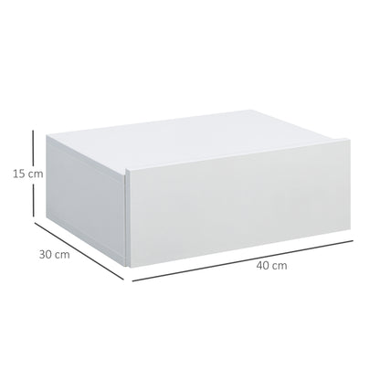 Set of 2 Floating Nightstands with 1 Drawer Wall Mounted Design Modern Style for Bedroom 40x30x15 cm White