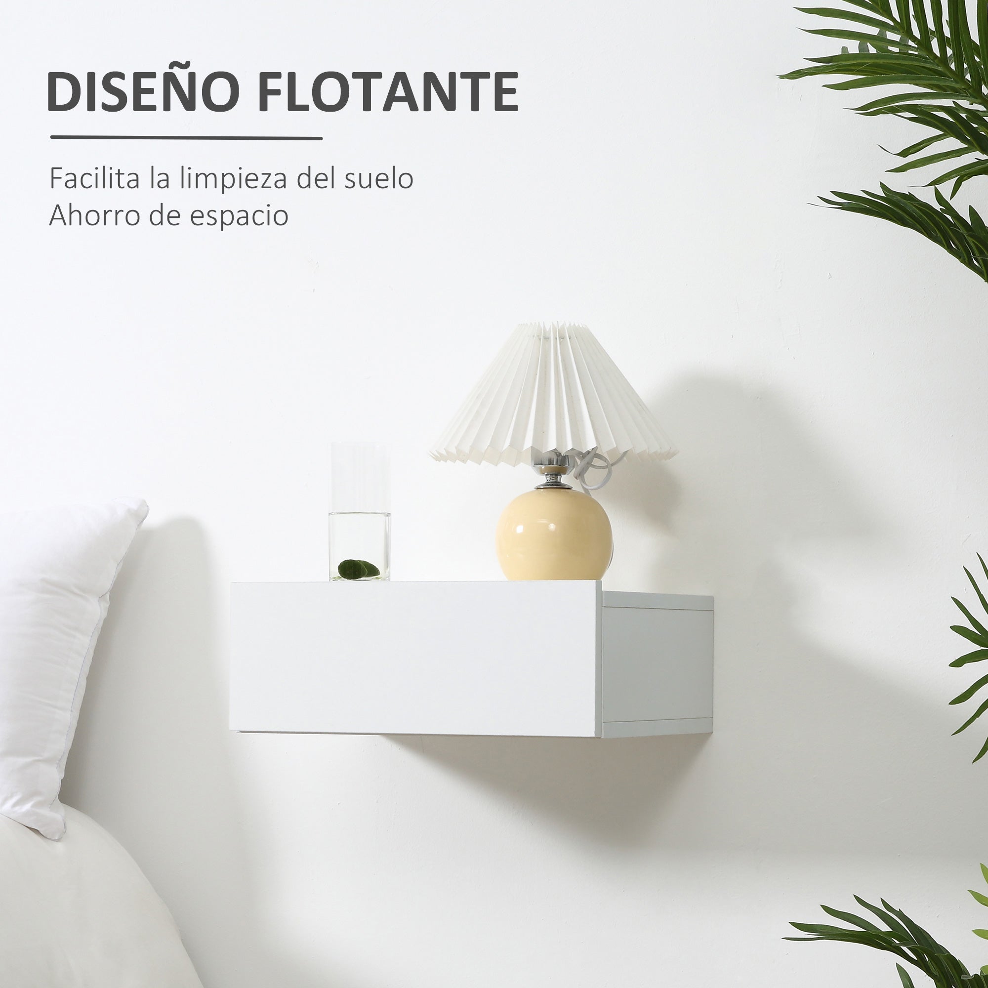 Set of 2 Floating Nightstands with 1 Drawer Wall Mounted Design Modern Style for Bedroom 40x30x15 cm White