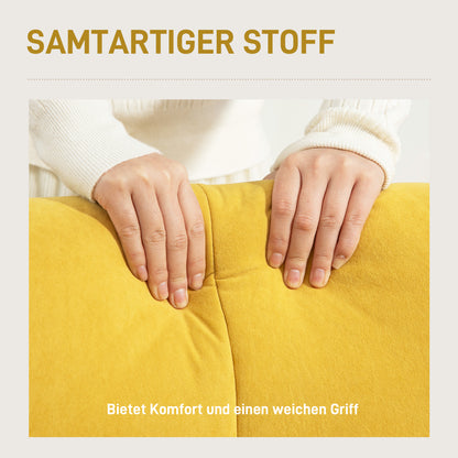 Armchair Living Room Lounge Armchair Relax Armchair with Wooden Legs Reading Armchair with Velvet Look, Upholstered Armchair for Bedroom Yellow