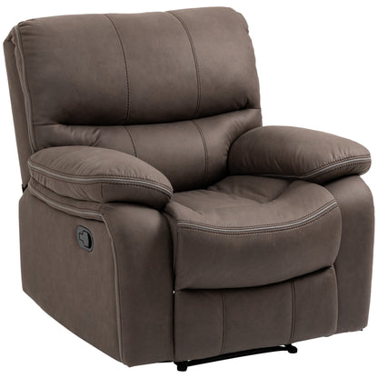 Recliner Chair, TV Armchair with Reclining Function, TV Chair with Footrest Upholstered Reclining Chair, Recliner Chair with Microfiber Leather-Look Cover, up to 150 kg load capacity for Living Room, Brown