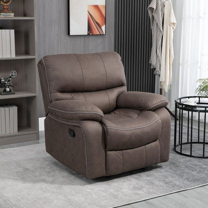 Recliner Chair, TV Armchair with Reclining Function, TV Chair with Footrest Upholstered Reclining Chair, Recliner Chair with Microfiber Leather-Look Cover, up to 150 kg load capacity for Living Room, Brown