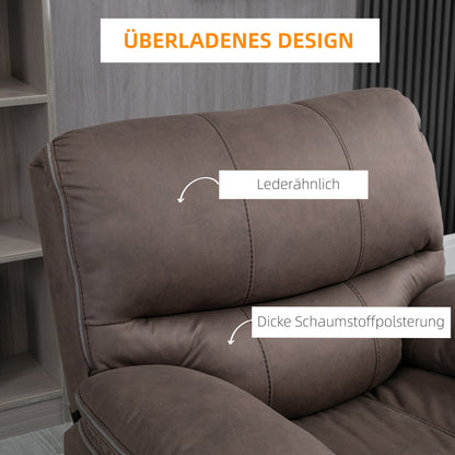 Recliner Chair, TV Armchair with Reclining Function, TV Chair with Footrest Upholstered Reclining Chair, Recliner Chair with Microfiber Leather-Look Cover, up to 150 kg load capacity for Living Room, Brown