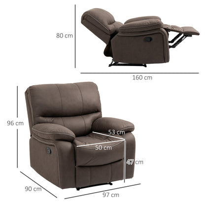 Recliner Chair, TV Armchair with Reclining Function, TV Chair with Footrest Upholstered Reclining Chair, Recliner Chair with Microfiber Leather-Look Cover, up to 150 kg load capacity for Living Room, Brown