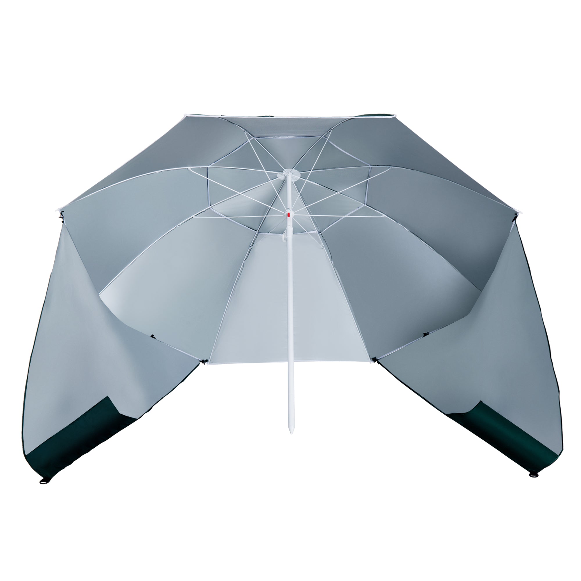 2-in-1 Beach Umbrella Sun Shade Beach Tent Dark Green Φ210xH222cm