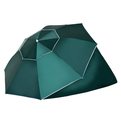 2-in-1 Beach Umbrella Sun Shade Beach Tent Dark Green Φ210xH222cm