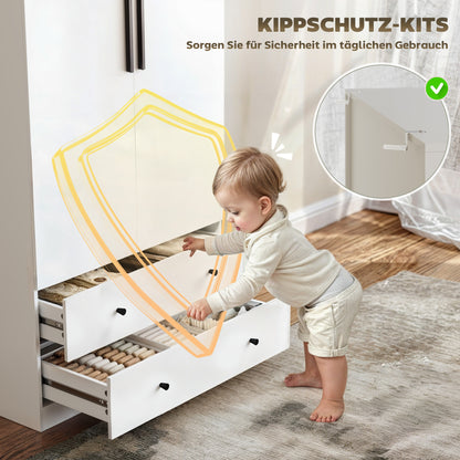 Wardrobe Multipurpose Cabinet 2-door with Deep Interior Design, Clothing Rail, and 2 Drawers Wardrobe for Bedroom 79 x 43 x 180 cm White