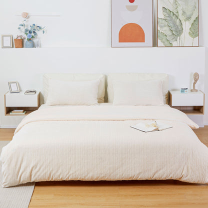 Set of 2 Suspended Bedside Tables - Wall-mounted Nightstands - Sliding Drawer - Two-tone White Oak Aspect Wood