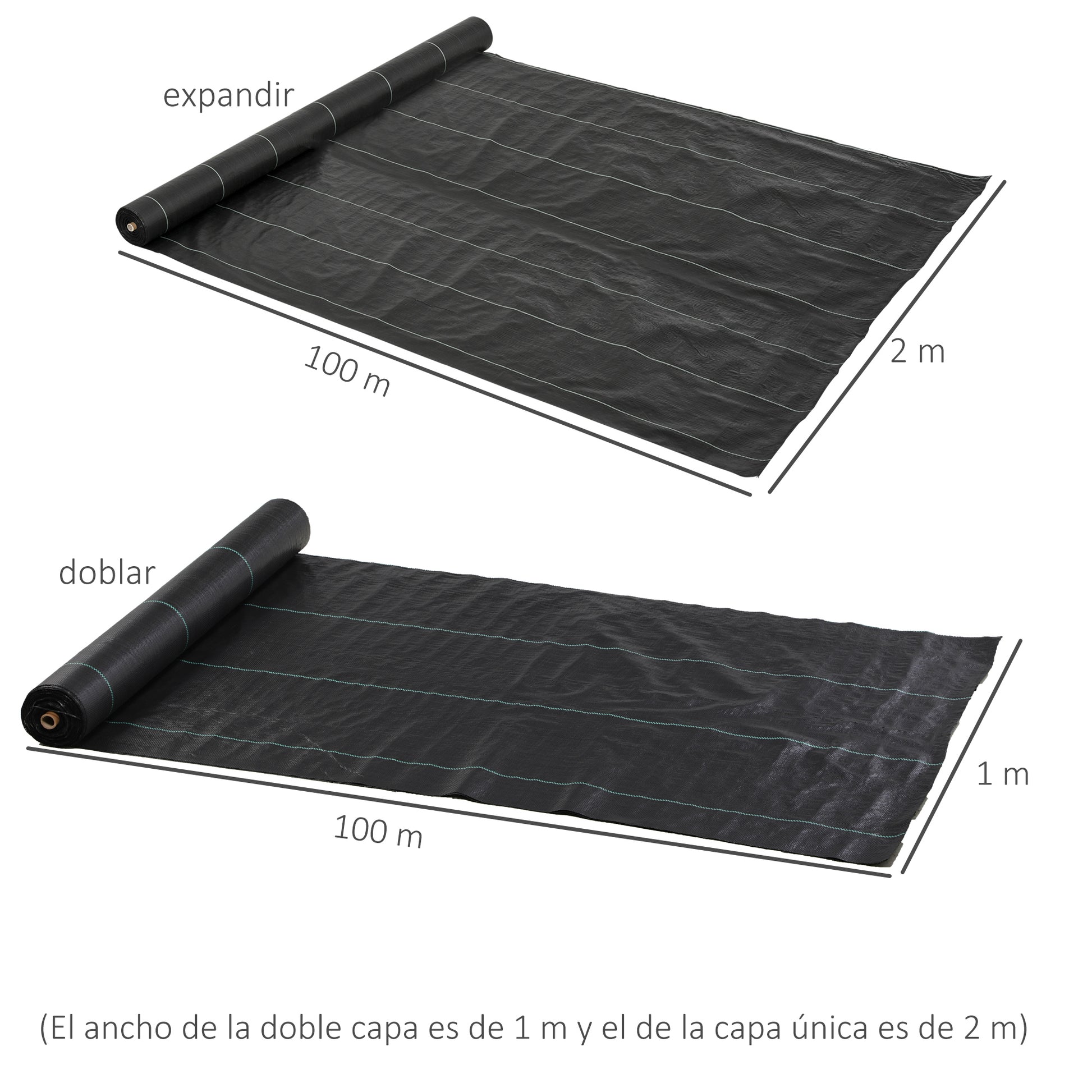 Weed Control Fabric Weed Barrier 2x100 m Geotextile Fabric 60 g/m² for Weed and Garden Weed Control Black Weed Barrier Roll