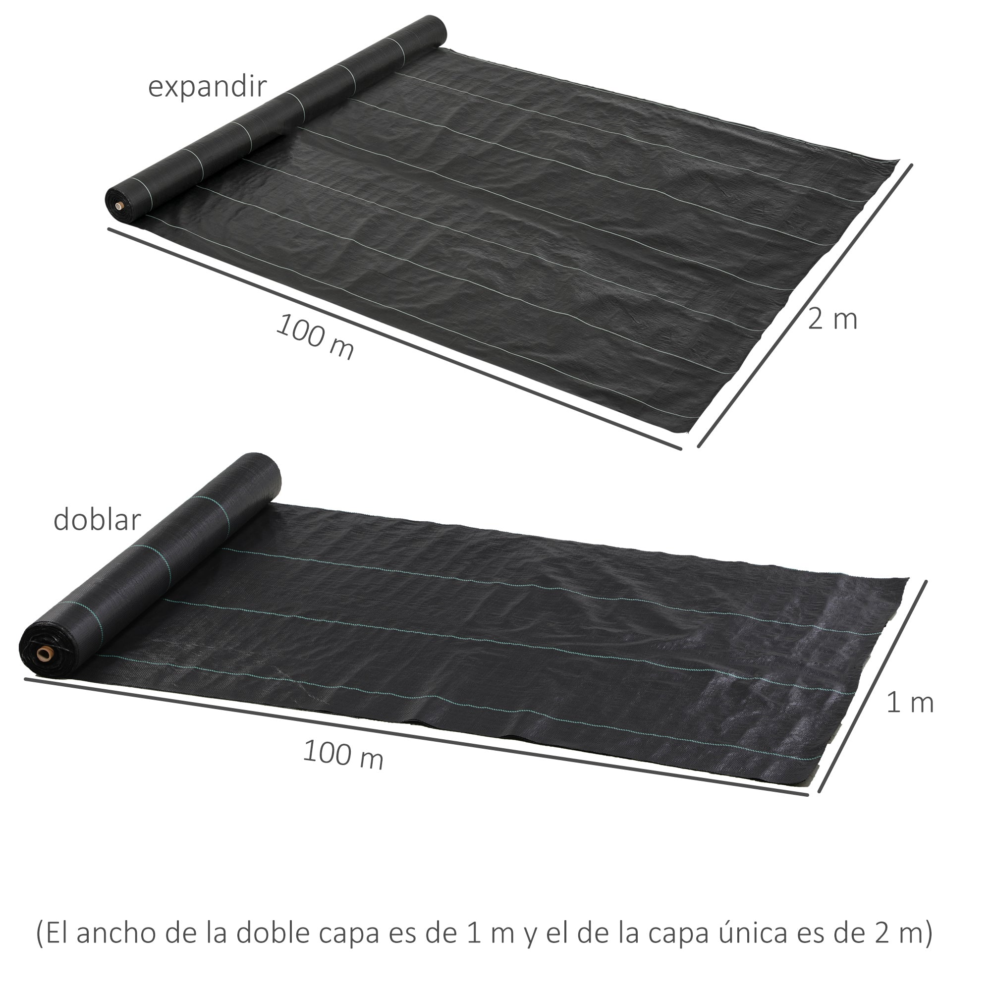 Weed Control Fabric Weed Barrier 2x100 m Geotextile Fabric 60 g/m² for Weed and Garden Weed Control Black Weed Barrier Roll