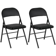 Folding Chair Camping Chair with Padded Backrest, Foldable Office Chair with Steel Frame, Kitchen Chair with Cushion up to 120 kg Capacity for Guests, Office, Camping, Black