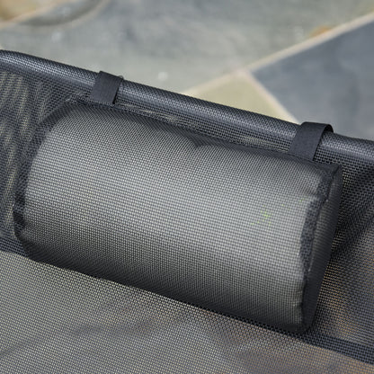 Folding Sun Lounger with Reclining Backrest and Cushion, Garden, Beach and Camping Lounger, Black