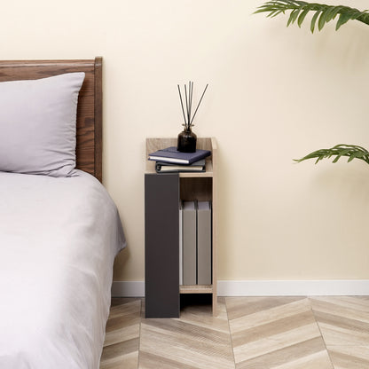 Gray Modern Nightstand with Open Shelf, Set of 2 in Chipboard for Bedroom and Living Room, 27x25x60 cm