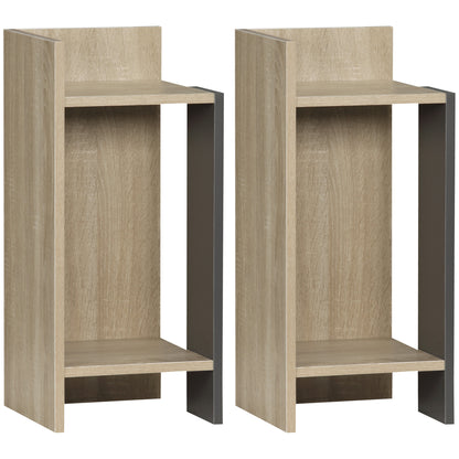 Gray Modern Nightstand with Open Shelf, Set of 2 in Chipboard for Bedroom and Living Room, 27x25x60 cm