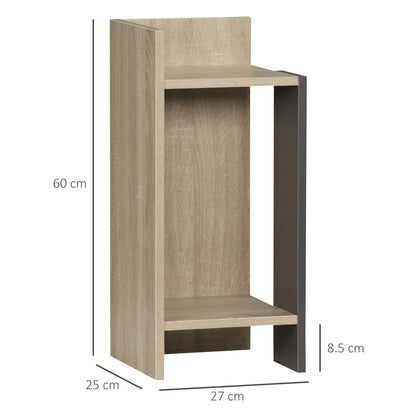 Gray Modern Nightstand with Open Shelf, Set of 2 in Chipboard for Bedroom and Living Room, 27x25x60 cm
