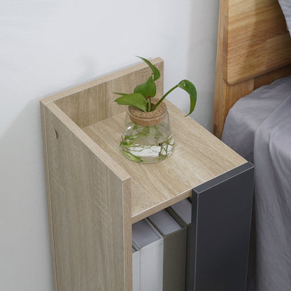 Gray Modern Nightstand with Open Shelf, Set of 2 in Chipboard for Bedroom and Living Room, 27x25x60 cm