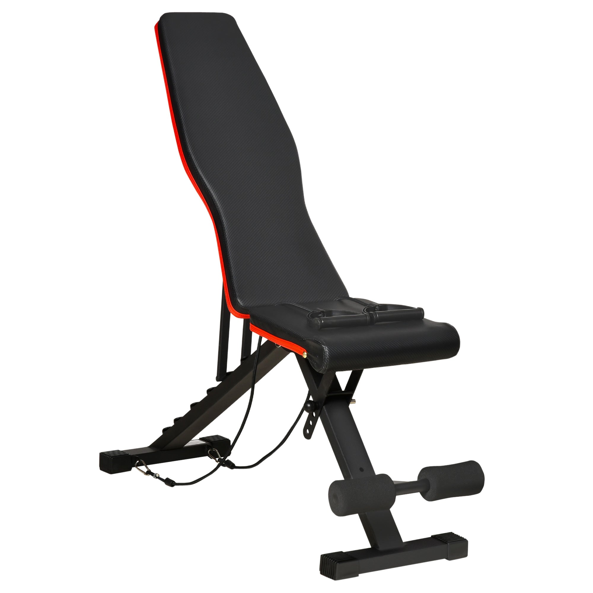 Multifunction Bench 2 in 1 with Adjustable Incline, Padded Bench for Abs and Weights with Elastic Cords for Home and Gym, Black