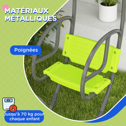 Children's Swing Garden Swing Metal Structure with Handles for 2 Children aged 3 to 6 years 110.5 x 40.5 x 180 cm Green