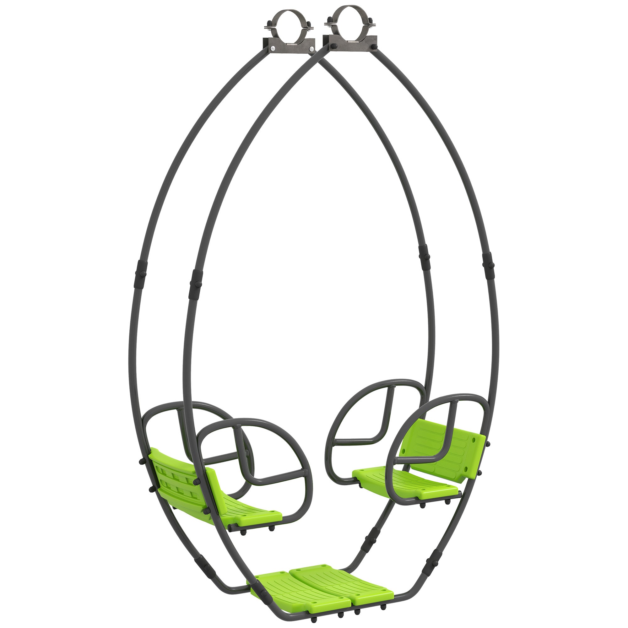 Children's Swing Garden Swing Metal Structure with Handles for 2 Children aged 3 to 6 years 110.5 x 40.5 x 180 cm Green