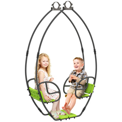 Children's Swing Garden Swing Metal Structure with Handles for 2 Children aged 3 to 6 years 110.5 x 40.5 x 180 cm Green
