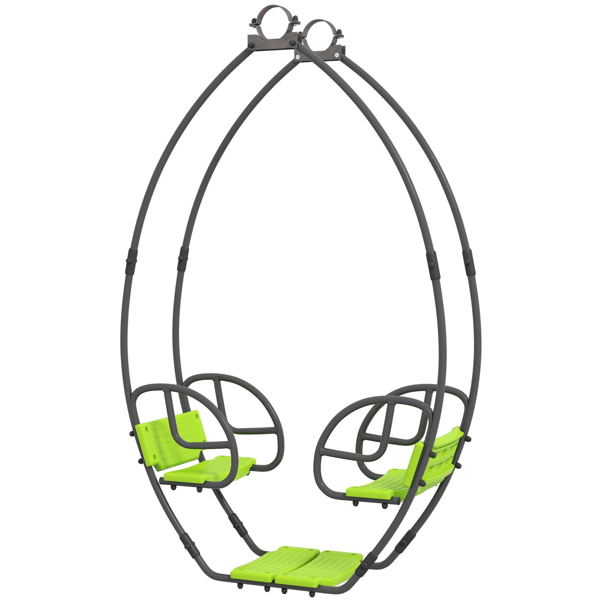 Children's Swing Garden Swing Metal Structure with Handles for 2 Children aged 3 to 6 years 110.5 x 40.5 x 180 cm Green