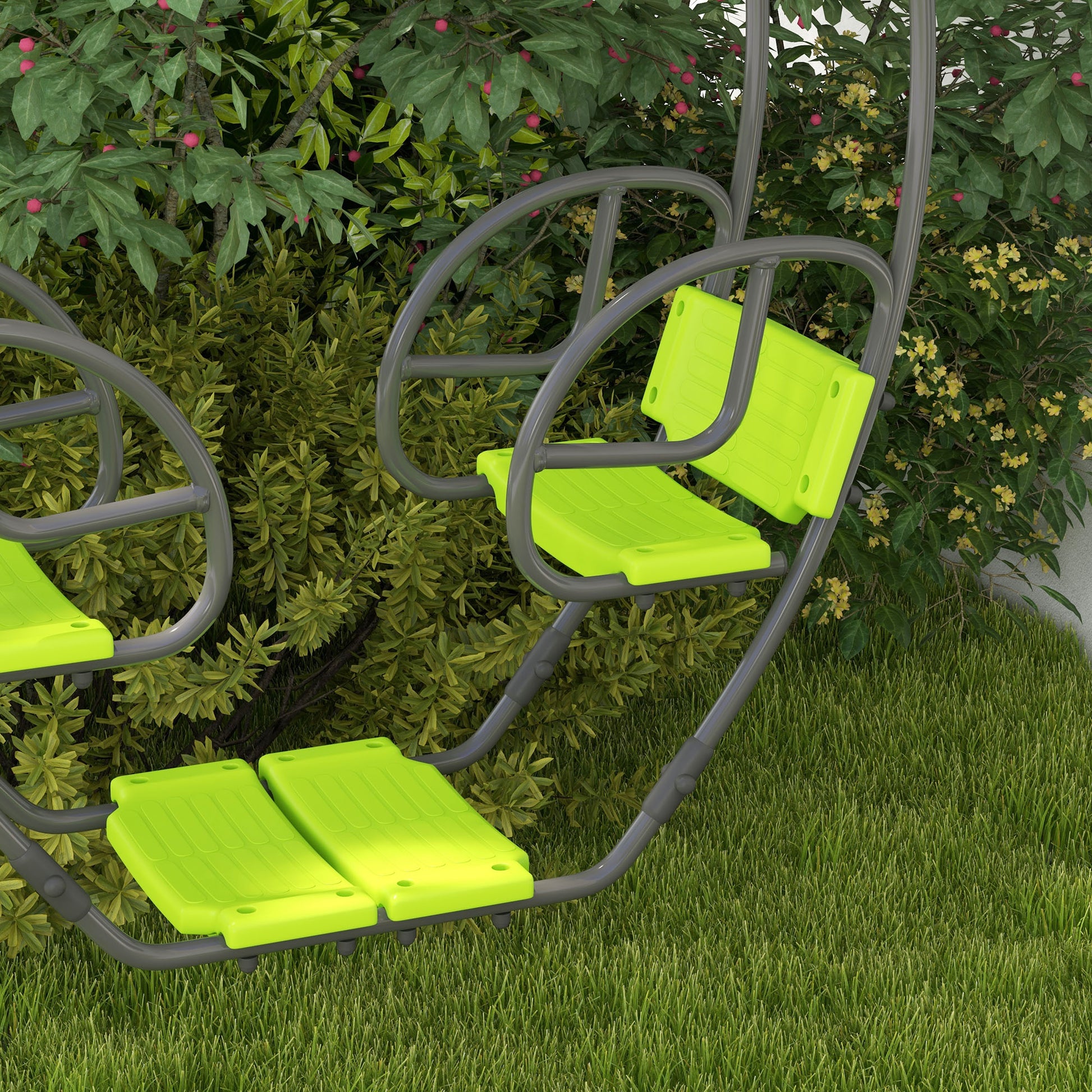 Children's Swing Garden Swing Metal Structure with Handles for 2 Children aged 3 to 6 years 110.5 x 40.5 x 180 cm Green