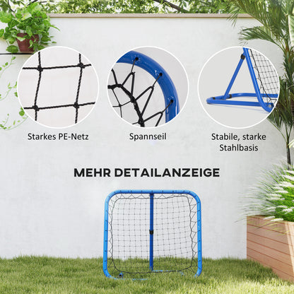 Soccer Rebounder, Rebound Wall with Pegs, Adjustable in 5 Steps, Portable, Kickback Goal, Adjustable Soccer Goal for Teens, Rebound Wall for Baseball Training 78x84x78cm, Blue