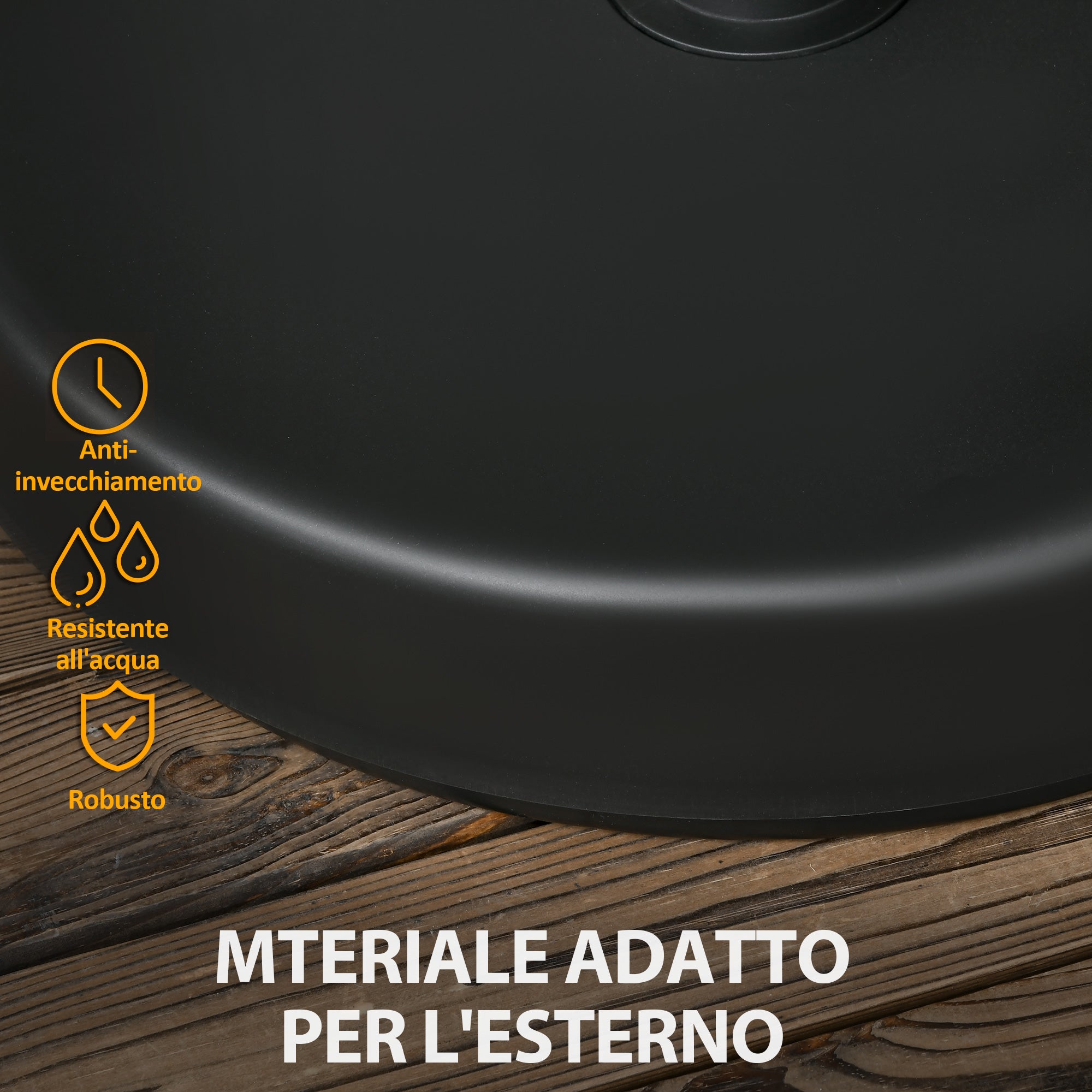 Garden Umbrella Base in PP Plastic, max 18kg Weight, Ø45x33 cm, Black