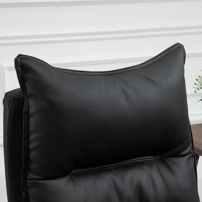 Office Chair with Reclining Function, Ergonomic Desk Chair, Height Adjustable Swivel Chair with Footrest, Upholstered, Up to 135 kg load capacity, for Office, Study, Black