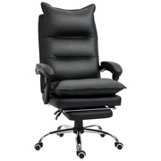 Office Chair with Reclining Function, Ergonomic Desk Chair, Height Adjustable Swivel Chair with Footrest, Upholstered, Up to 135 kg load capacity, for Office, Study, Black