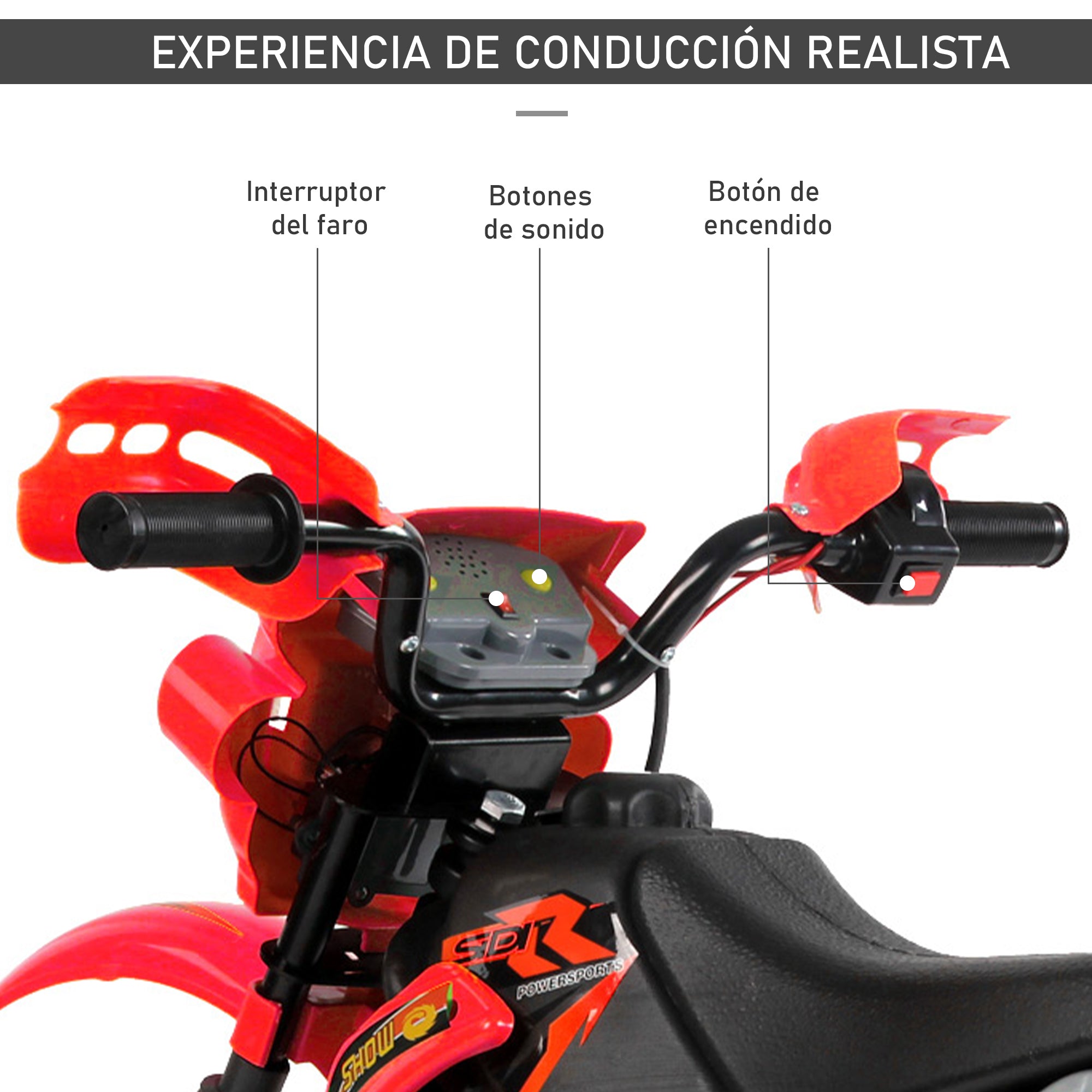 Rechargeable 6V Battery Kids Electric Motorcycle 3+ Years Charger and Support Wheels 102x53x66 cm Red