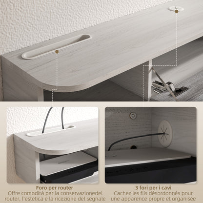 Floating TV Stand with 2 Open Shelves and Flip-Down Cabinet, Wooden TV Cabinet, 120x26x16 cm, White and Gray