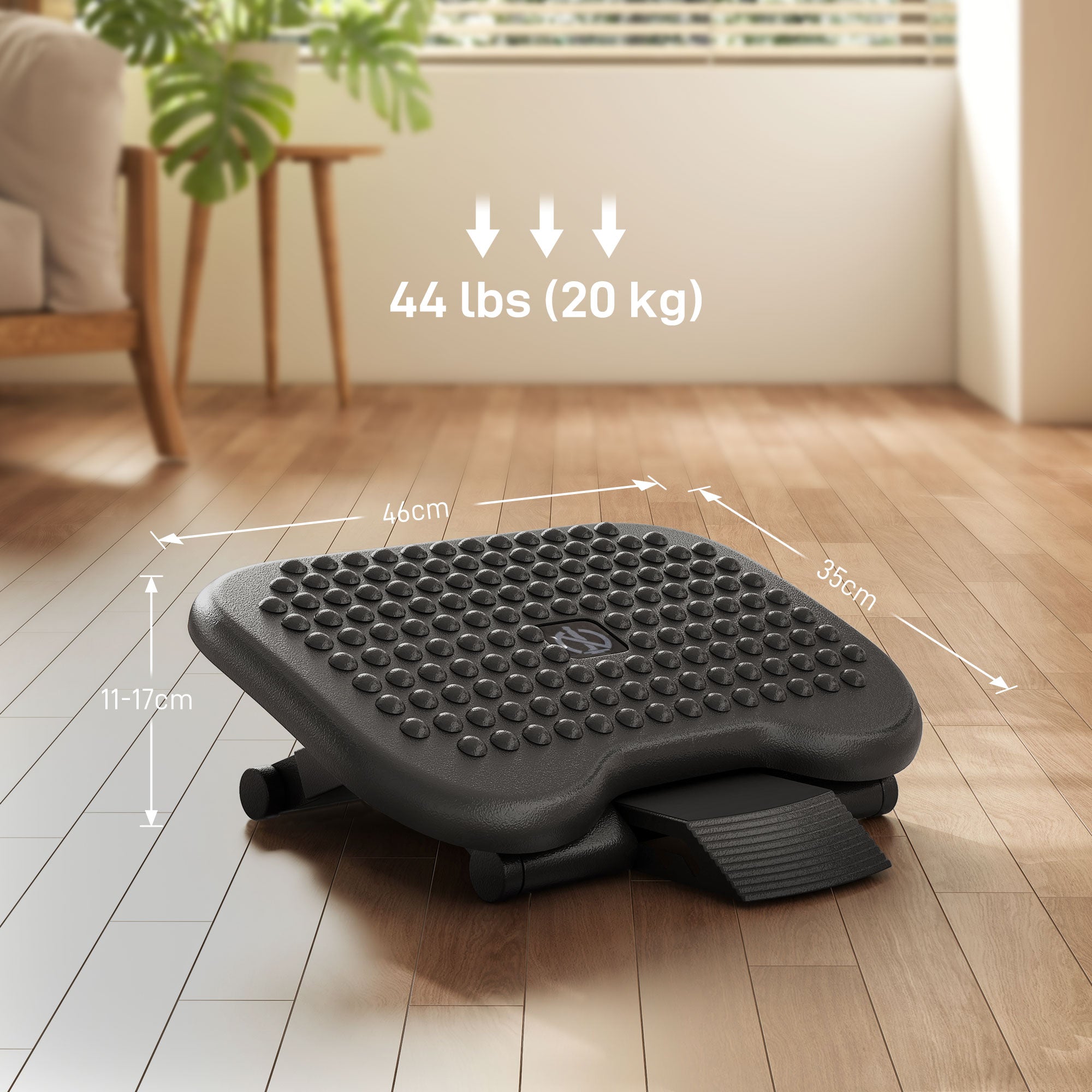 Desk Footrest, Ergonomic Footrest, Adjustable 30° Angle, 3-Position Height Adjustment, for Office and Home, Black