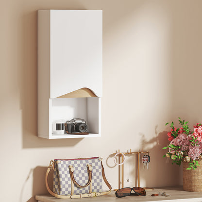 Wall-Mounted Bathroom Cabinet with Soft-Close Door, Adjustable Shelf & Open Compartment, 30x17x67 cm (White)